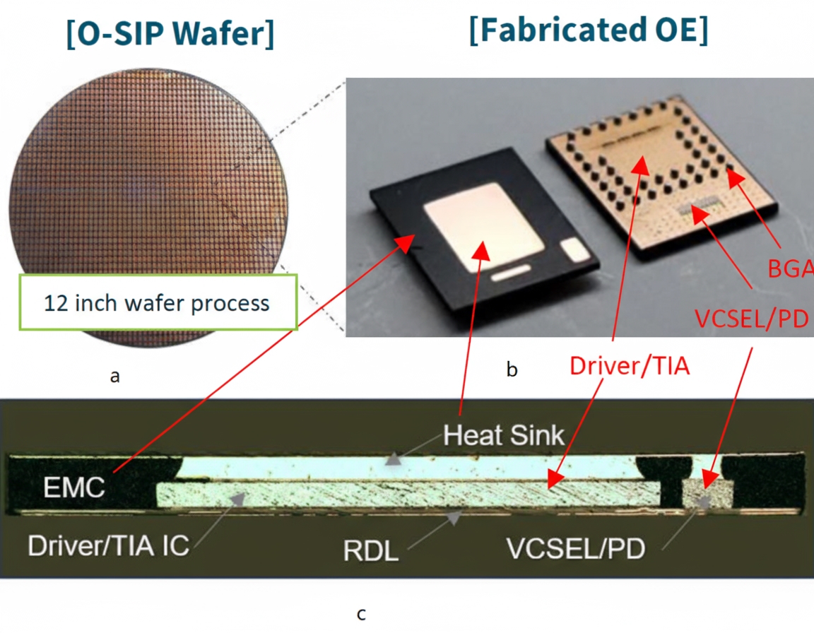 Figure 2. Optical engine produced using FOWLP packaging.