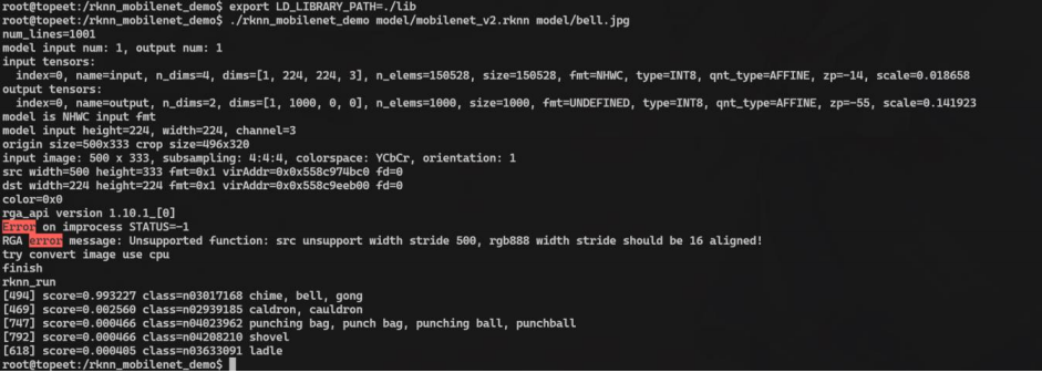 Run the executable to perform image inference