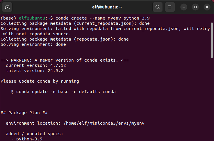 Create conda environment
