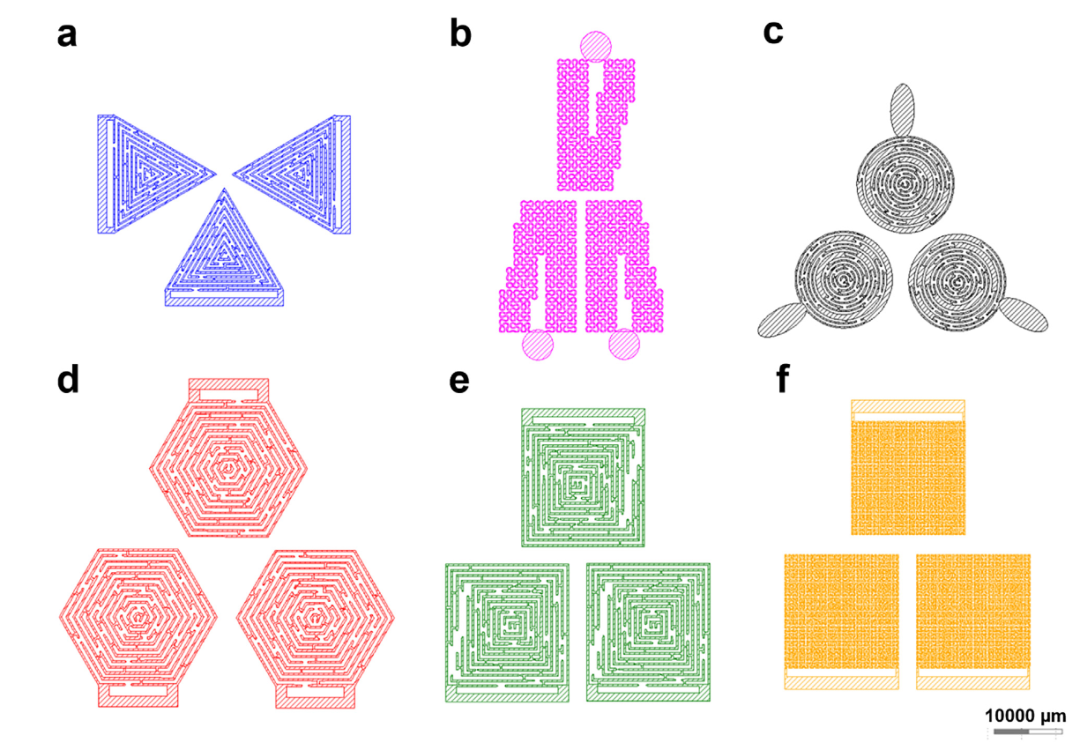 CAD layouts of ECG electrode designs