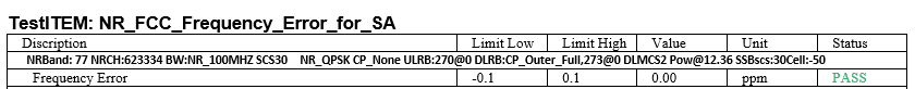 Frequency stability test result