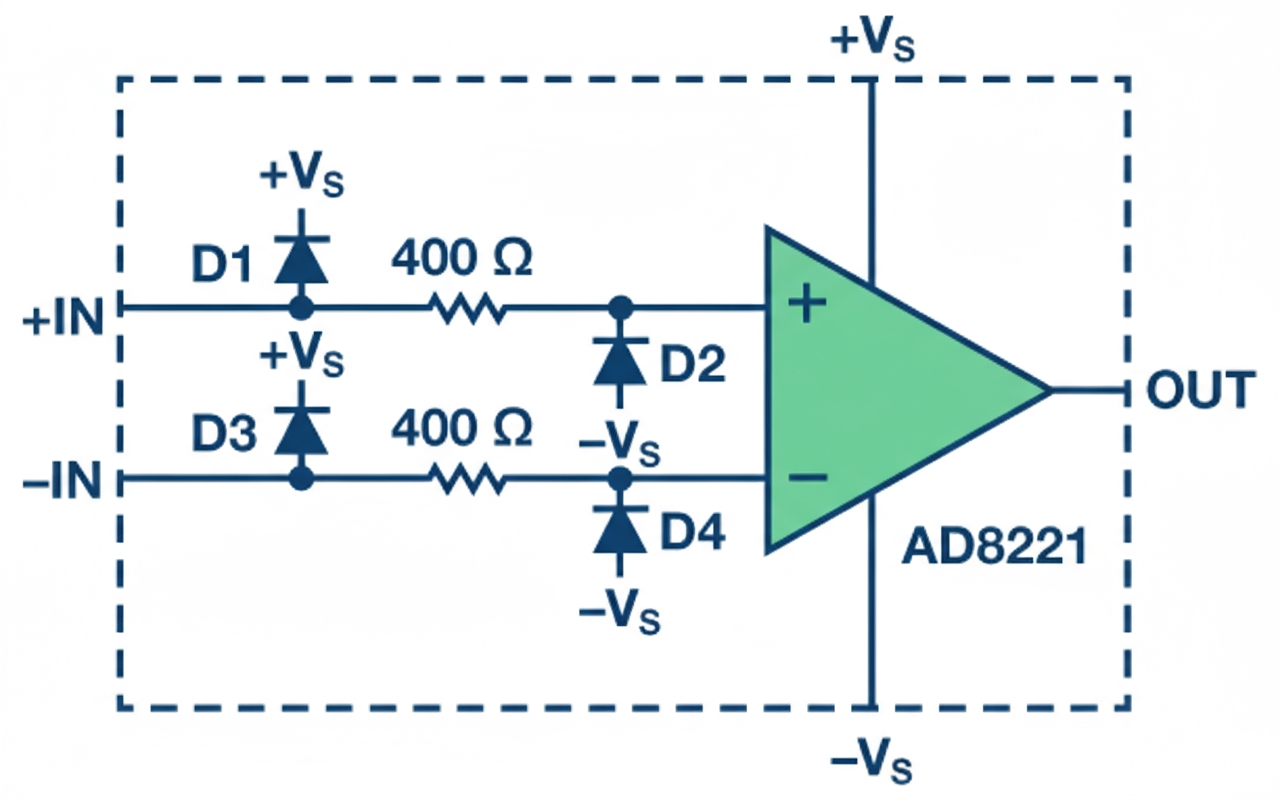 AD8221 input ESD topology