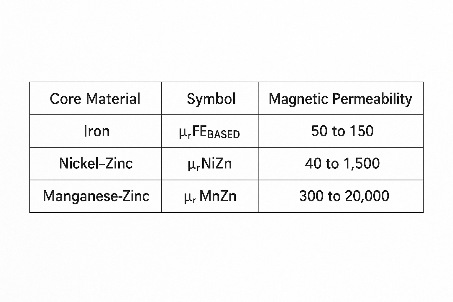 magnetic core permeability