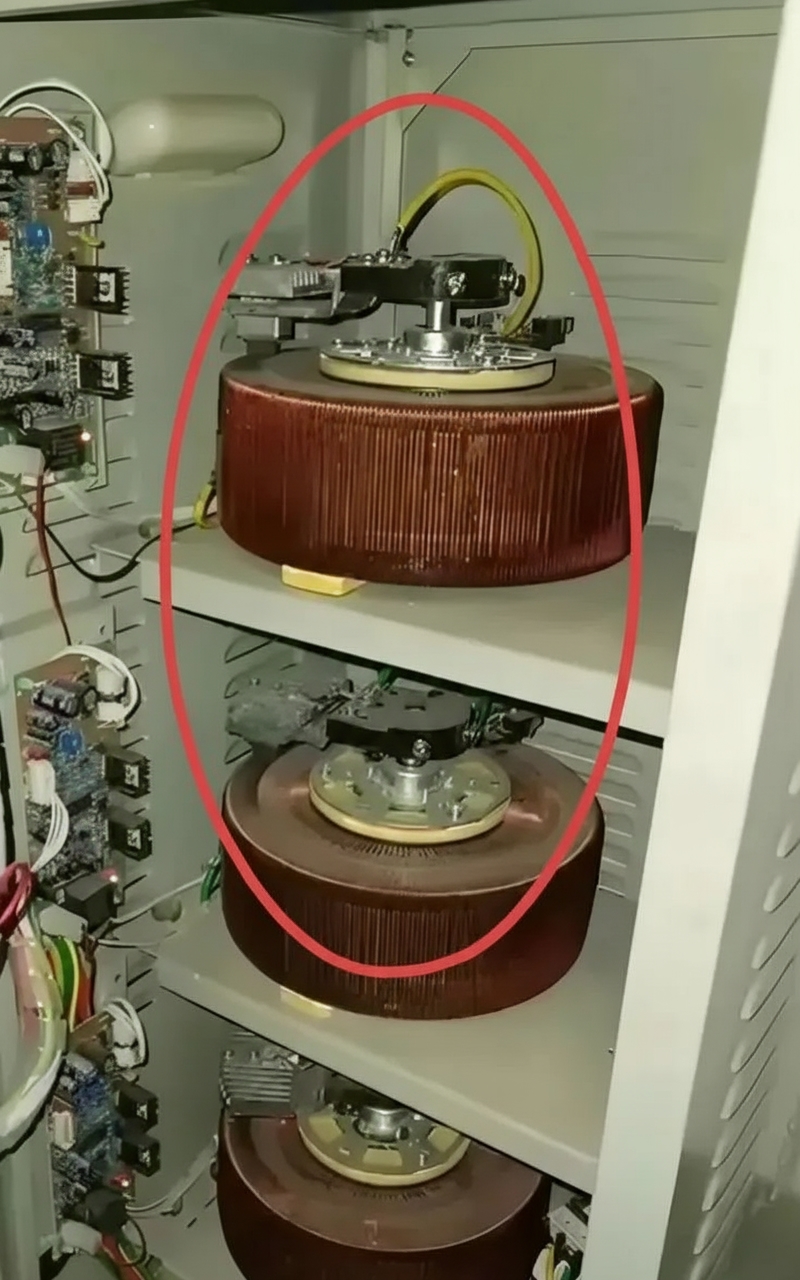 three-phase autotransformer discs in distribution cabinet