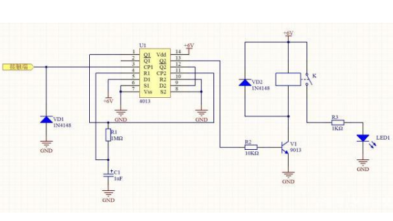 Touch Switch Circuit Using Dual D Flip-Flops
