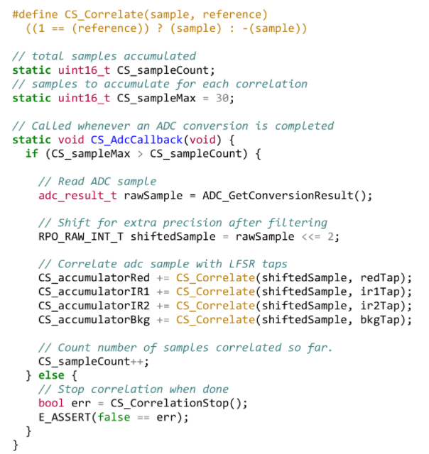 Correlation code example