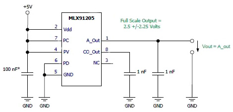 MLX91205 single-ended output example