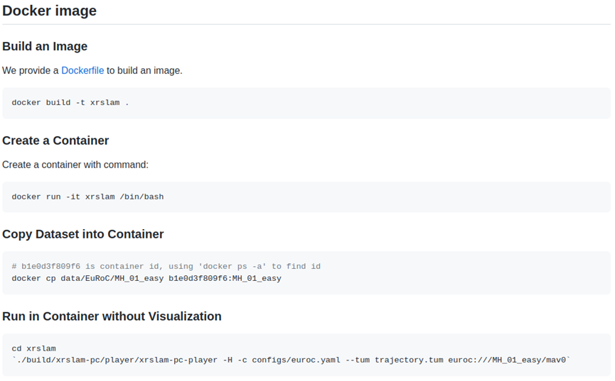 Docker image for development environment