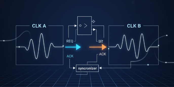 Single-Bit Clock-Domain Synchronization via Handshake
