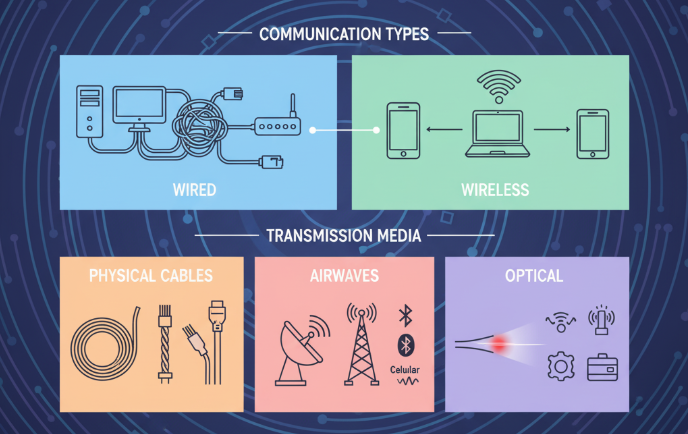 Types of Network Communication and Transmission Media
