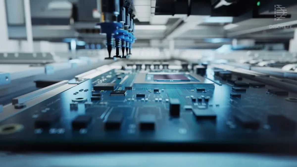 Pick and place machine for PCB in automated assembly line