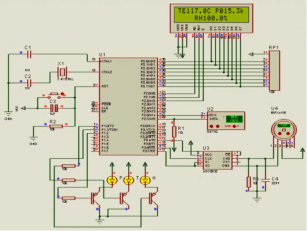 Weather station PCB layout with components and ground plane