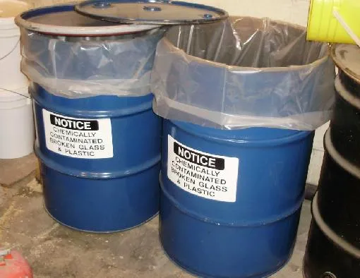 Hazardous waste containers for PCB cleaning solvent disposal