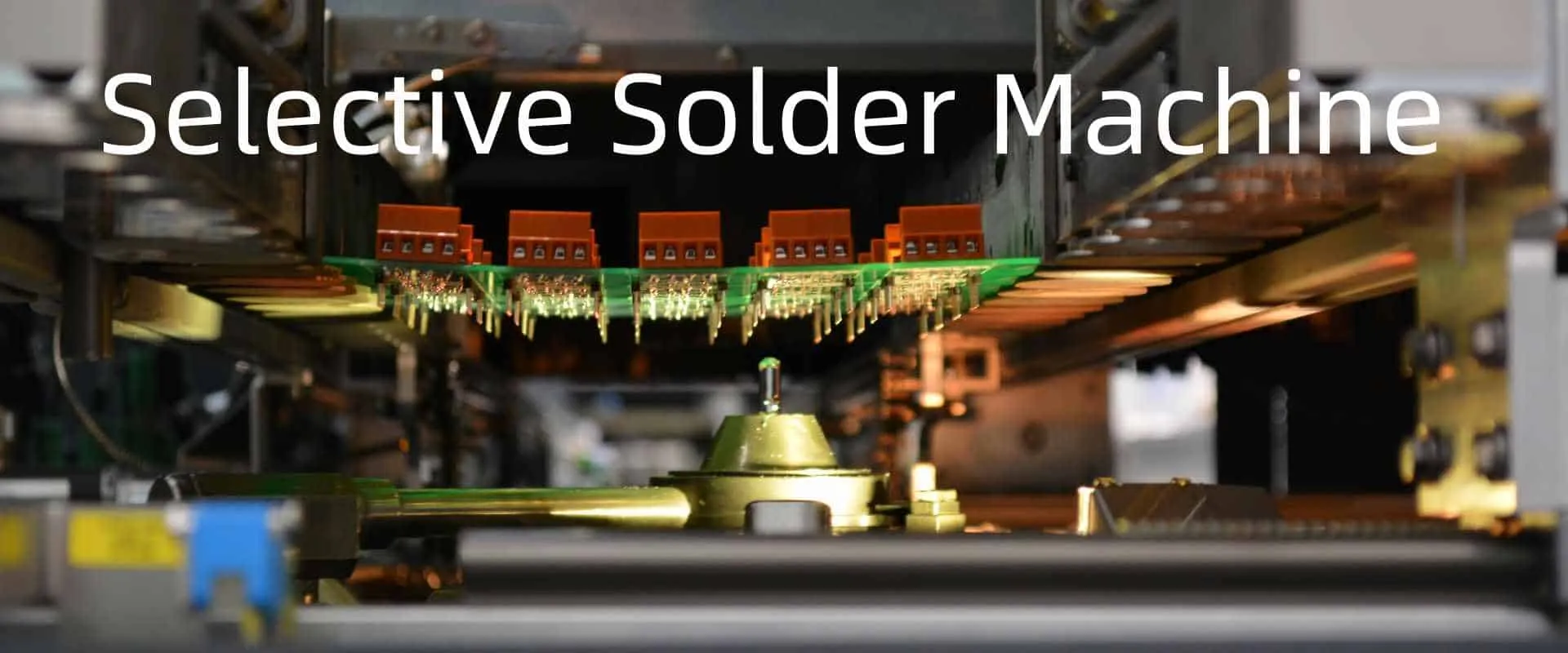 Selective soldering machine soldering through-hole components on a PCB
