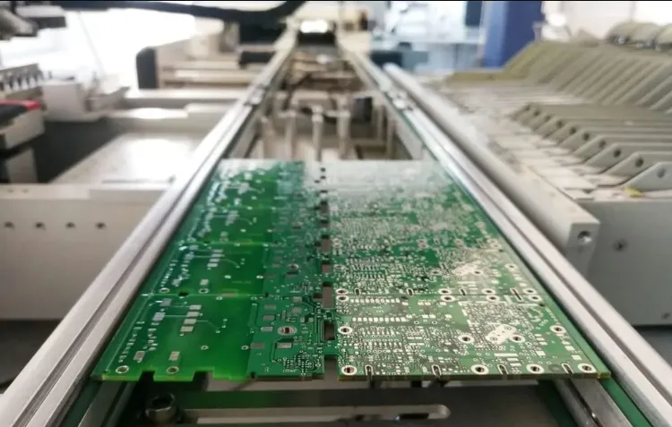 PCB with SMT components ready for reflow soldering.