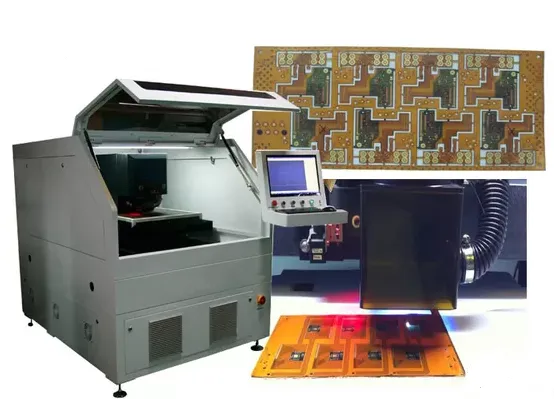 UV laser depaneling machine cutting a flexible PCB with high precision
