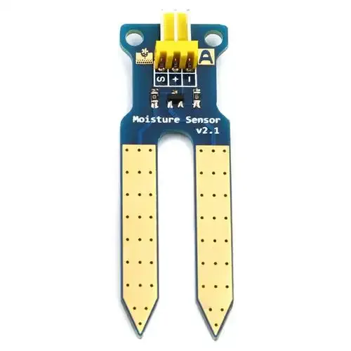 Completed DIY soil moisture sensor with Arduino in garden