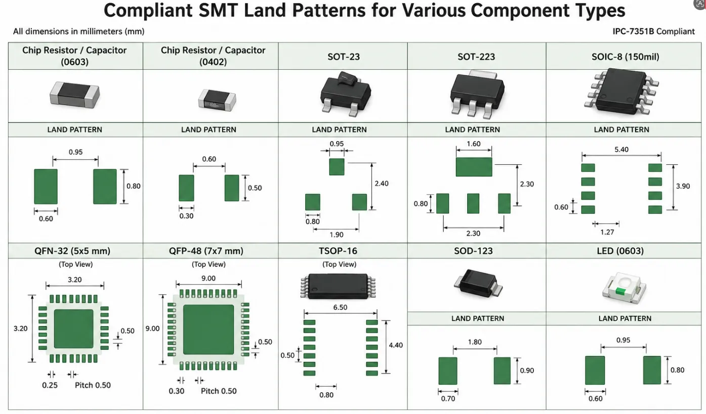 IPC 7351 Compliant Component Footprints: Ensuring Reliable PCB Manufacturing