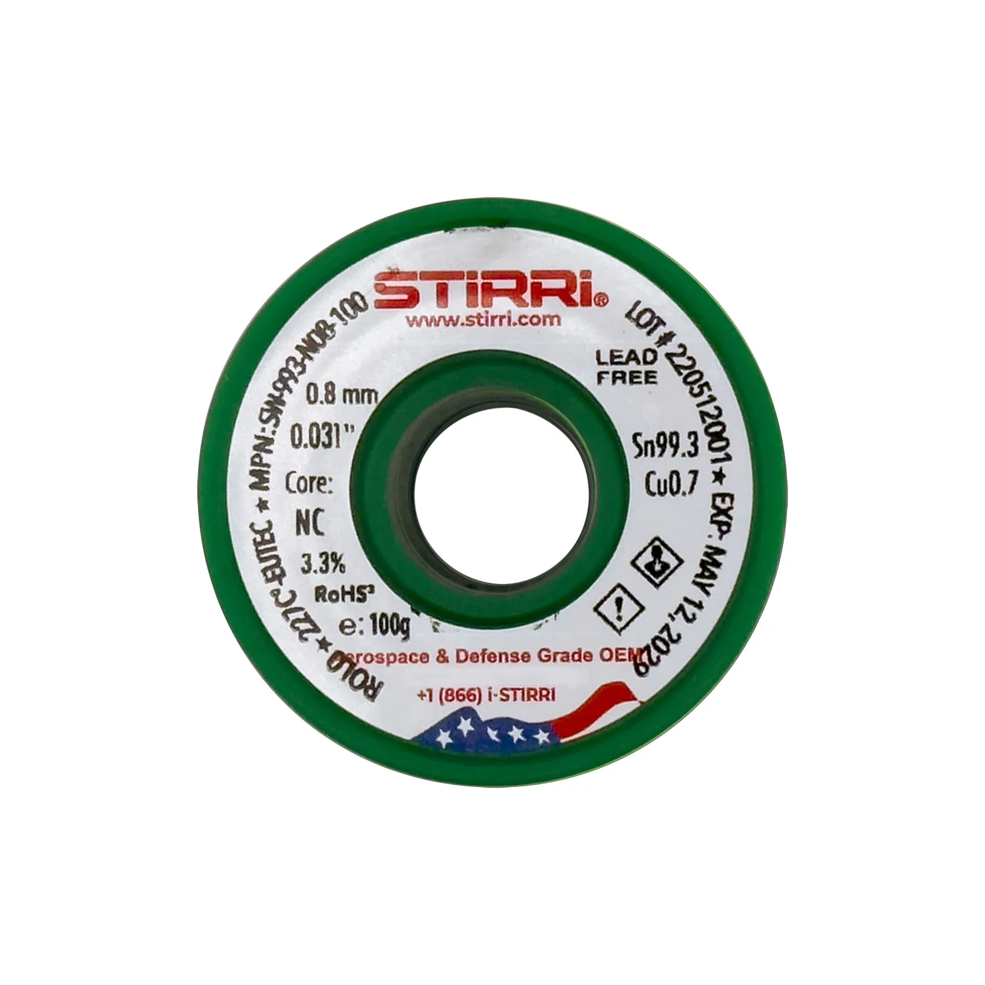 "RoHS compliance label on lead-free solder for eco-friendly PCB assembly."