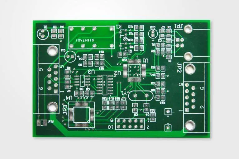 Example of PCB legend printing with clear component labels and markings.