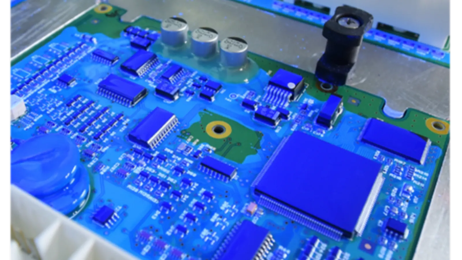 Military radar PCB facing harsh environmental conditions needing conformal coating.