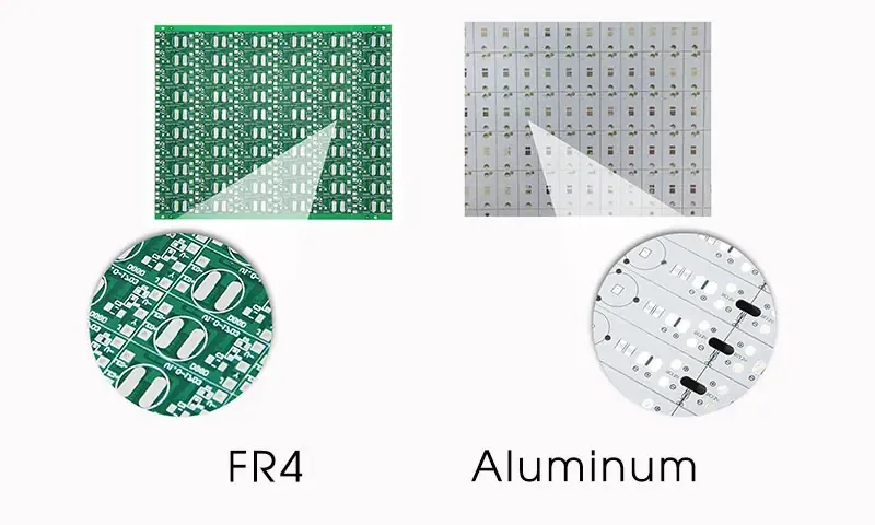 Thermal simulation comparing aluminum PCB and FR4 under high power