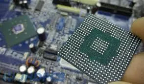 BGA package with a close-up of its solder ball grid