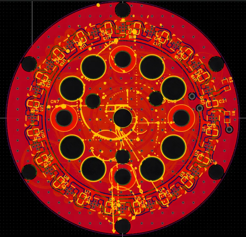 PCB design software view of a custom LED strip layout