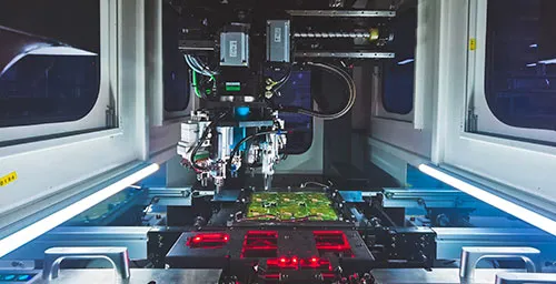 FR4 material PCB panel during soldering process