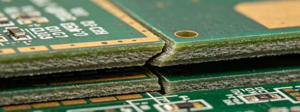 delamination in a multilayer PCB after thermal cycling