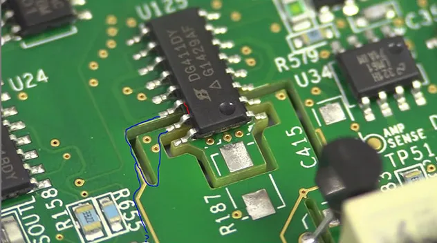PCB with shielding can and guard rings for EMI protection"