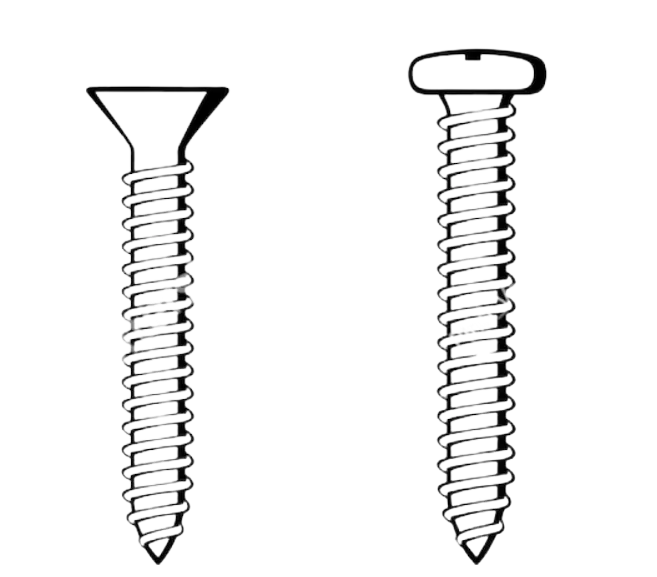 Left: Flat-head screw, suitable for countersink Right: Cap-head screw suitable for counterbore