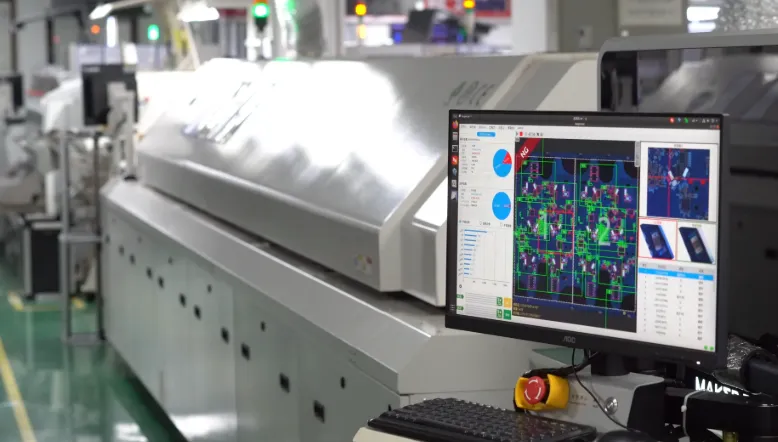 SMT reflow soldering process with thermal management focus.