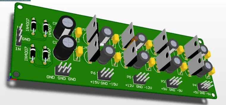 3D visualization of PCB with embedded components in design software