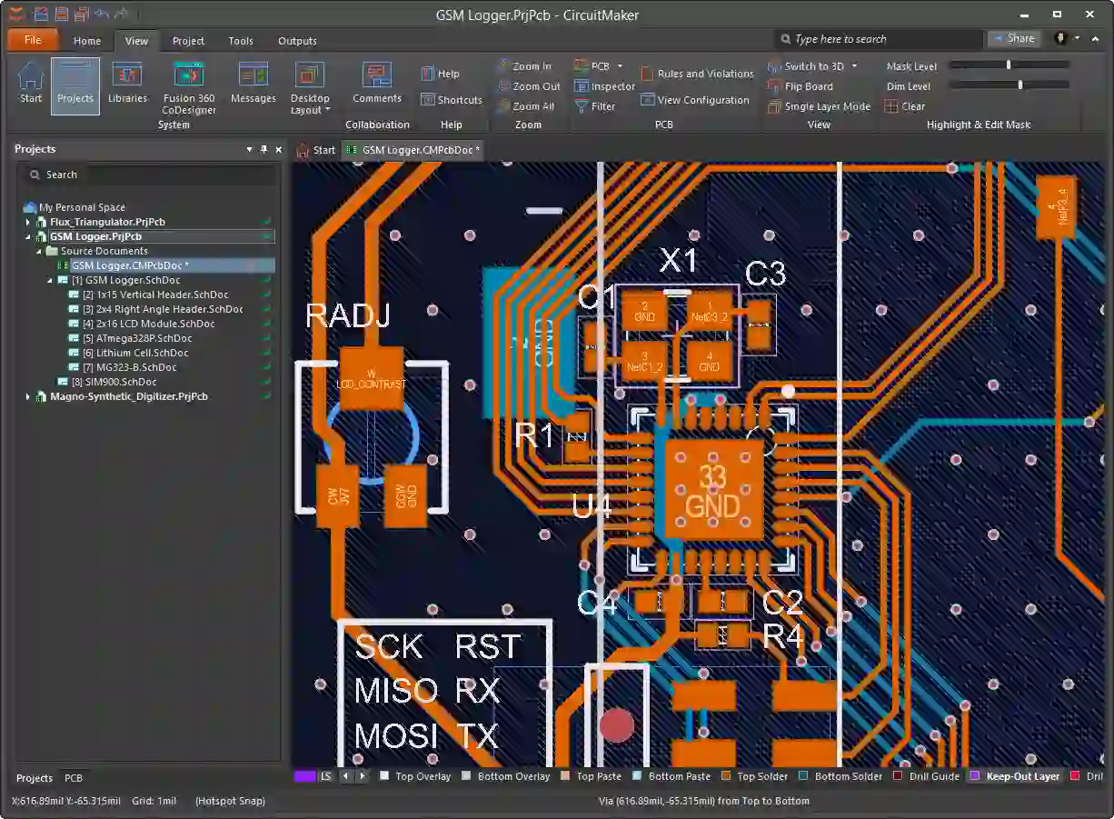 PCB simulation software interface for educational design