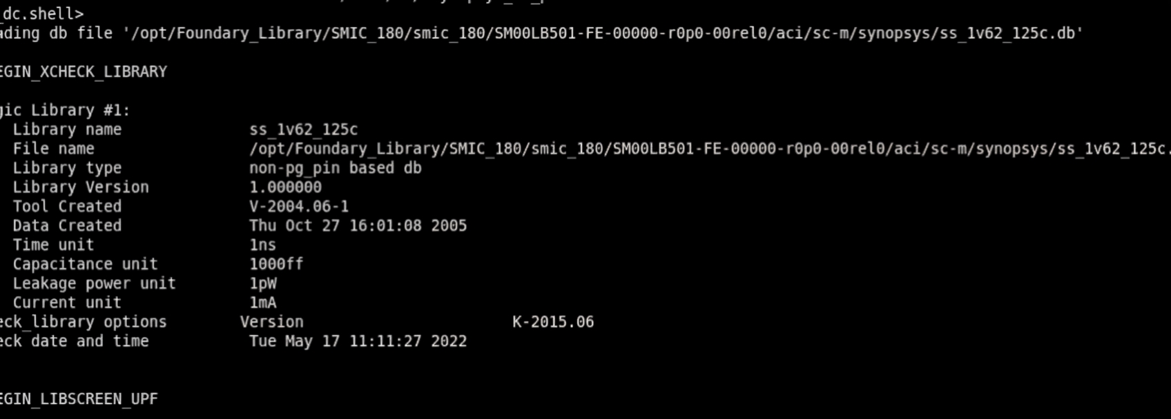 Check library output