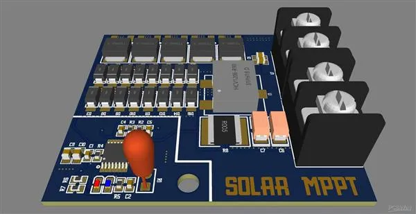 PCB layout diagram showing thermal vias under a component for beginner thermal management
