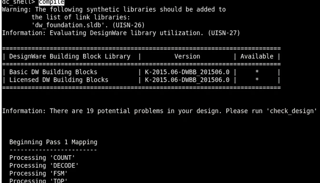 Compile output