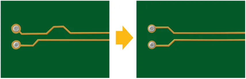 Illustration of NPTH placement affecting nearby impedance-controlled traces.