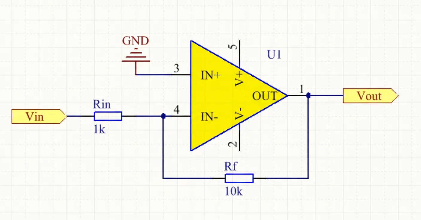 Inverting amplifier schematic