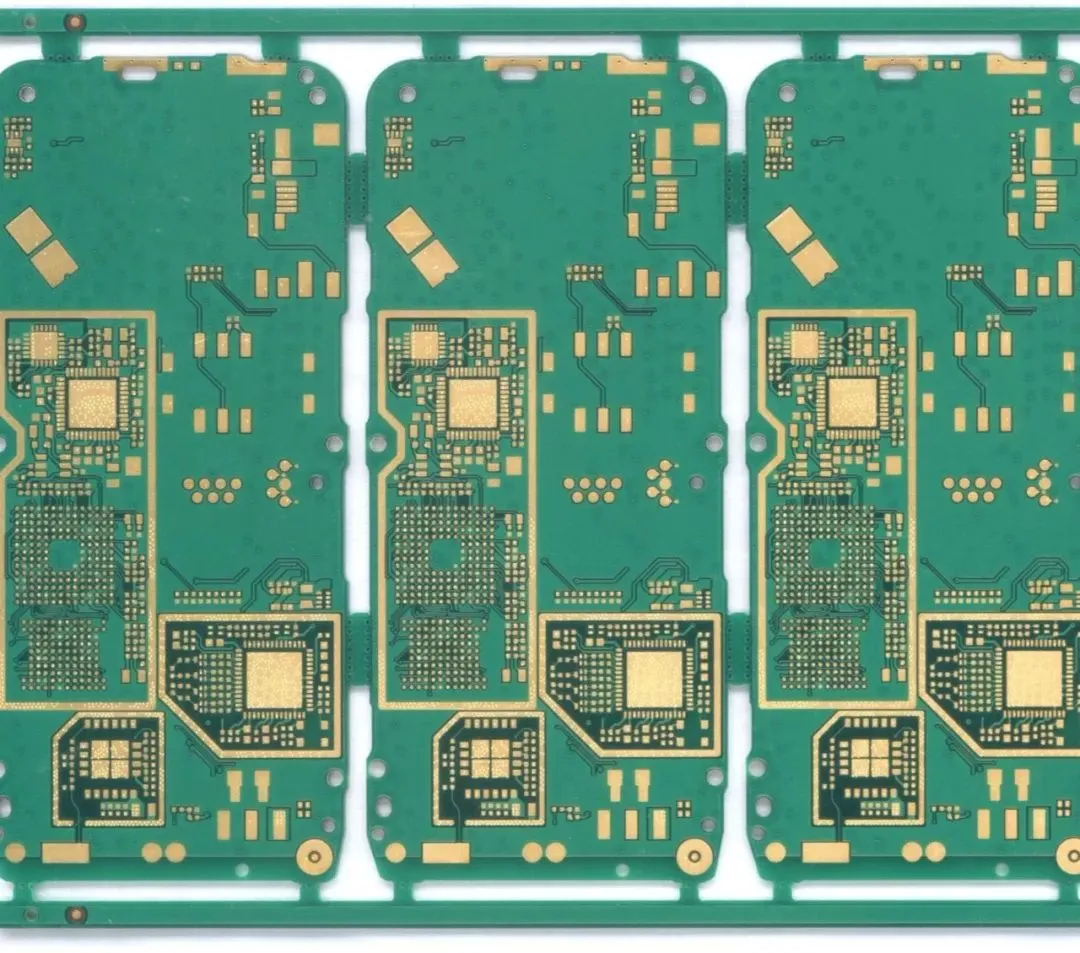 Close-up of PCB with surface finish for protection and solderability