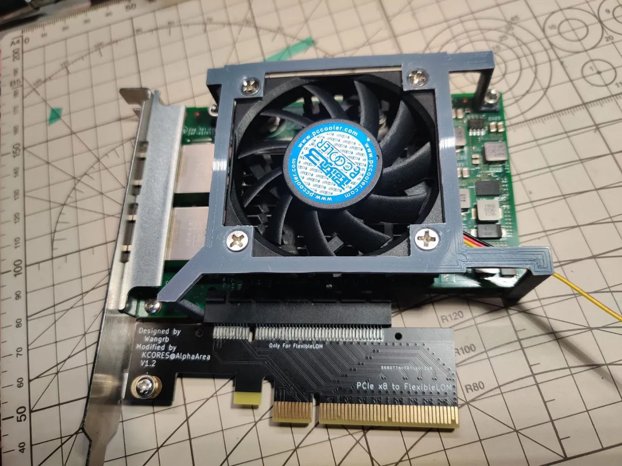 Active cooling setup with heat sink and fan on high-power PCB