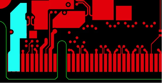 PCB design software displaying gold finger specifications for plating.