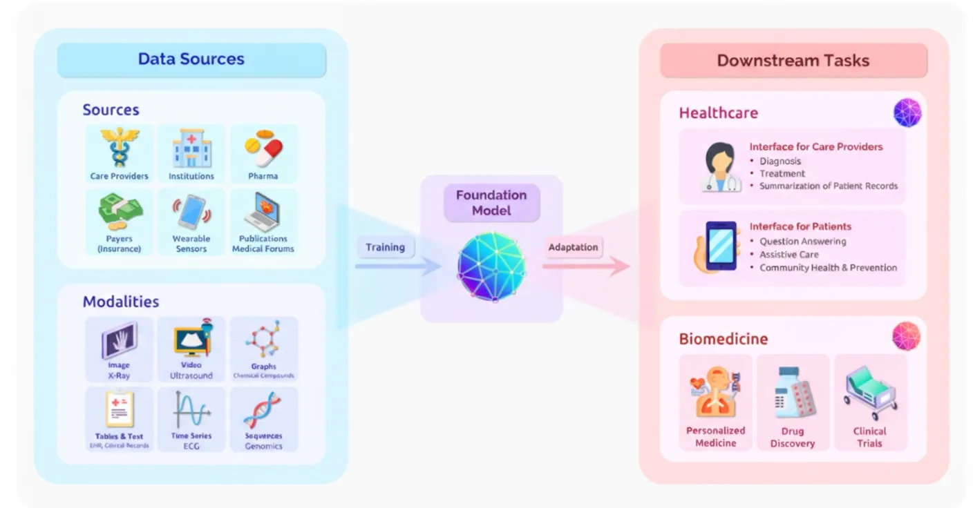 Figure: foundation models in healthcare and biomedicine