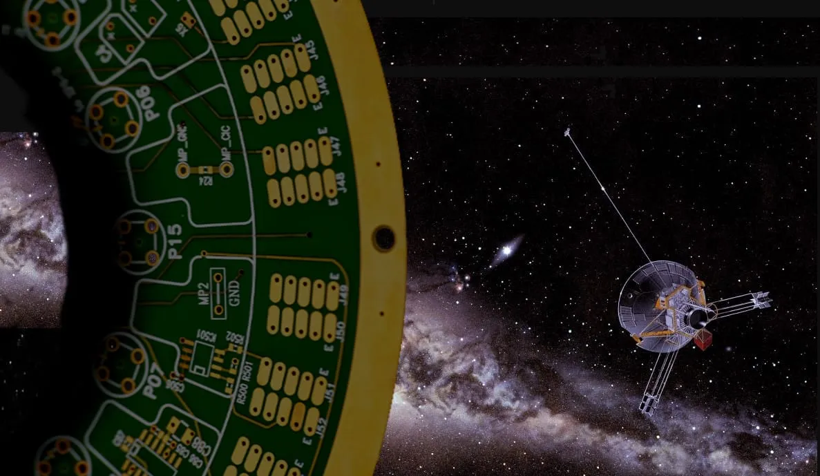 Space probe in orbit, highlighting the need for durable PCB materials