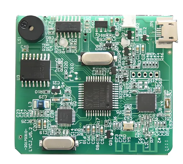 Compact ECU PCB with High-Density Interconnect technology for automotive applications.