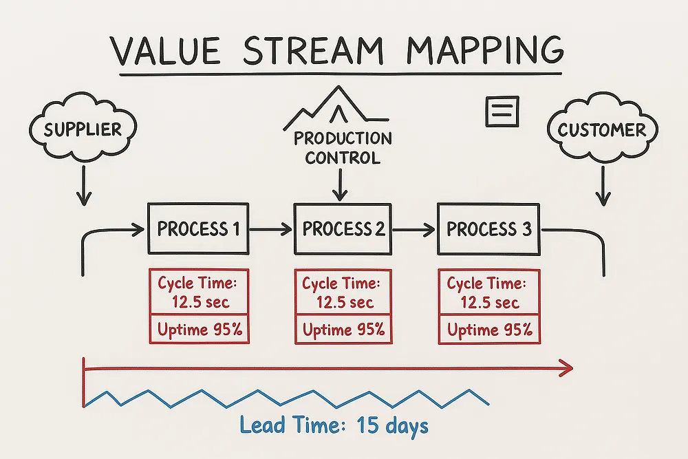 Value stream map for PCB manual assembly