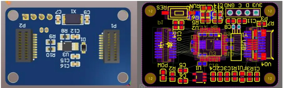 Comparison of organized versus overcrowded PCB component placemen