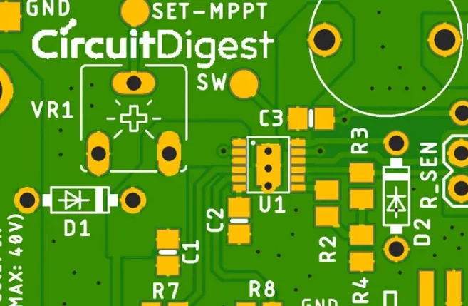 PCB layout with thermal vias for heat generation management