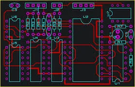 PCB design software showing trace routing and width settings